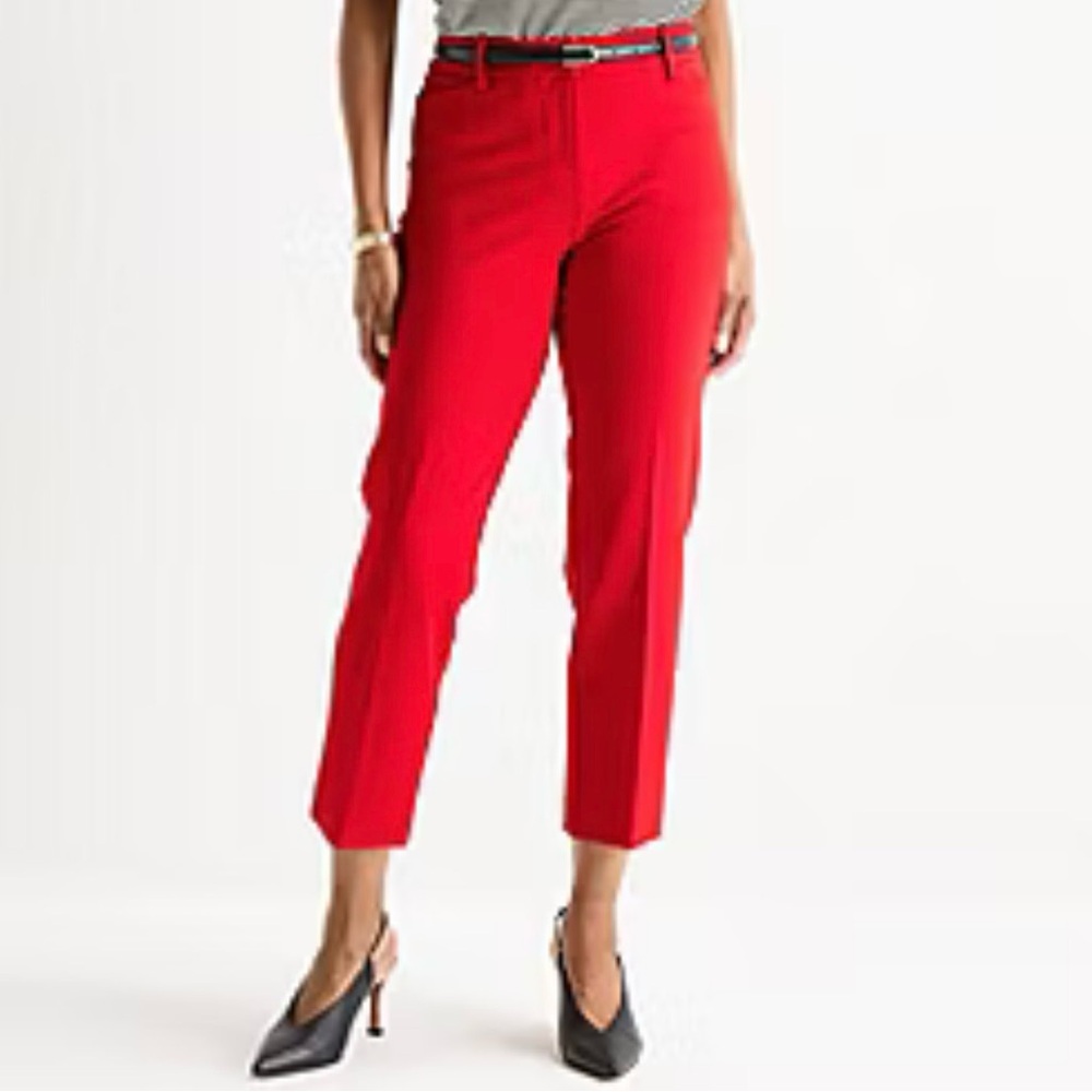 Liz Claiborne Bright Red Cropped Straight-Leg Pants
